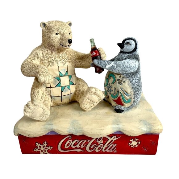 Jim Shore Friendship Goes Better With Coke Polar Bear Penguin Figurine 4059474 - Picture 1 of 6